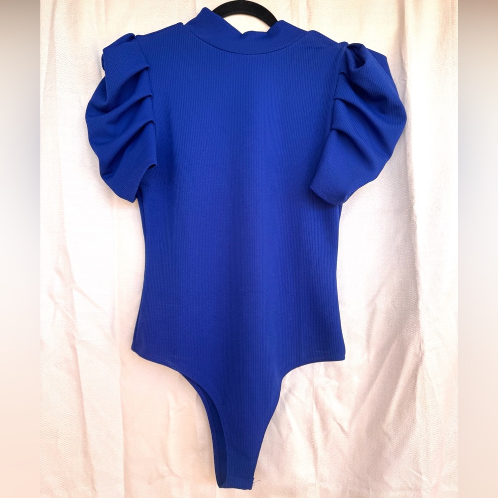 Cobalt Blue Puff-Sleeve One-Piece Bodysuit